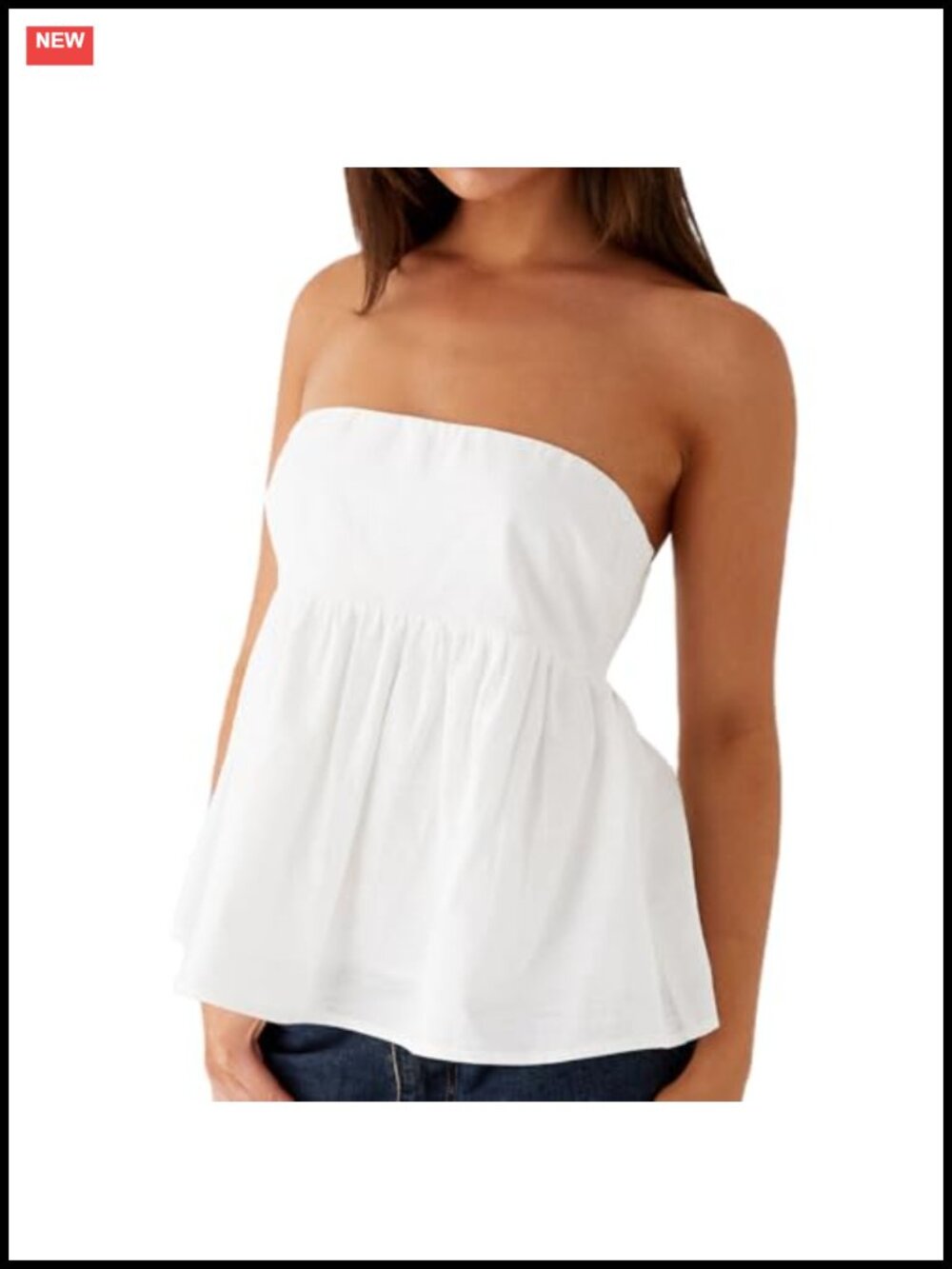 Women Strapless Ruffle Tube Top Sleeveless Backless Peplum Camisole